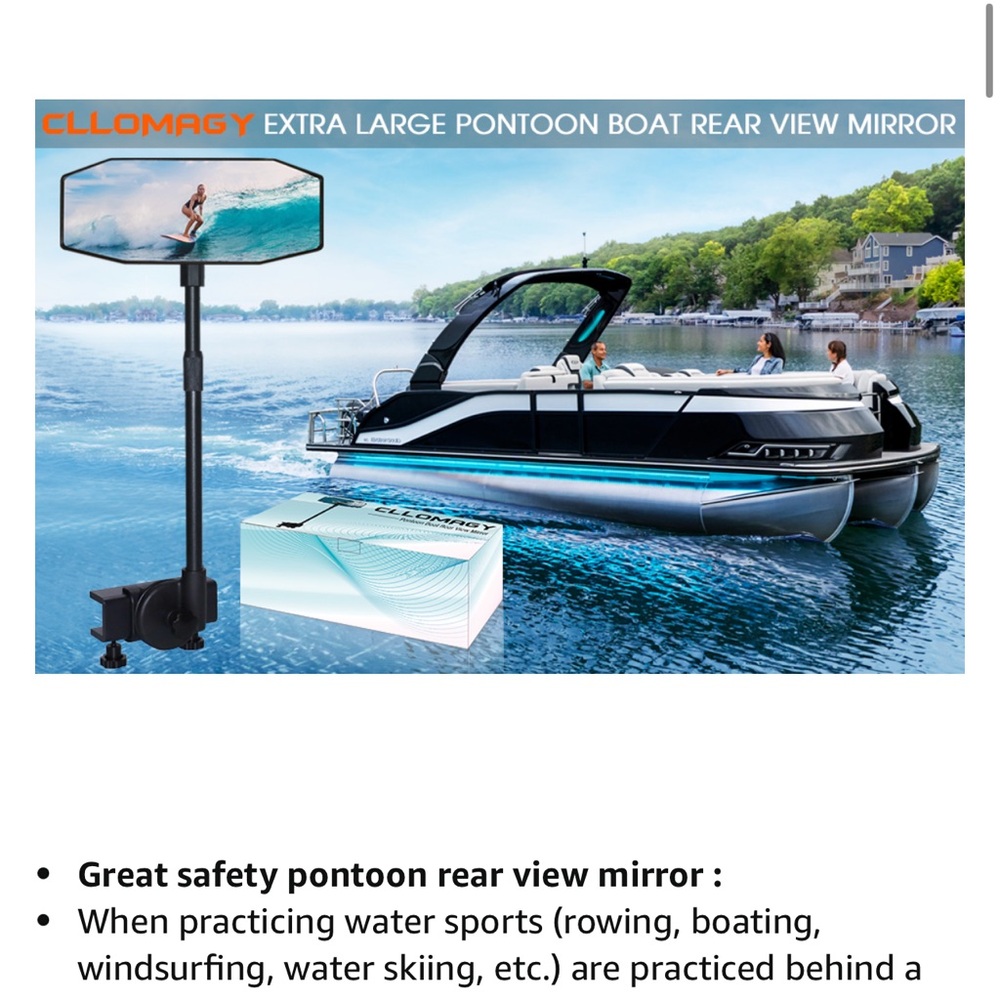 Pontoon Rear View Mirror - Picture 2 of 9